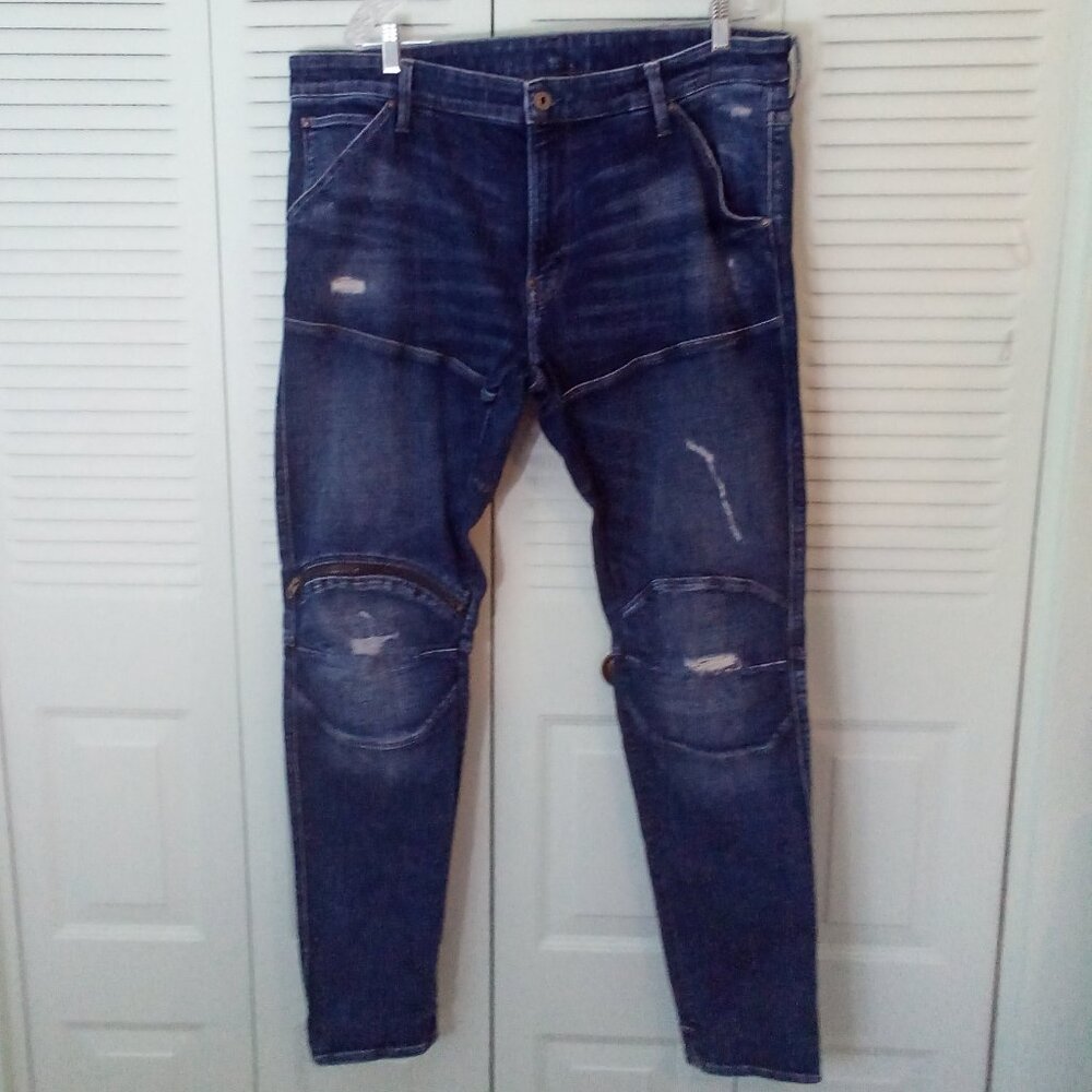 G-STAR 40x34 RAW DENIM 5620 3D ZIP KNEE SKINNY SUSTAINABLE REINFORCED KNEES DARK
